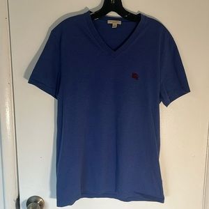 Burberry Brit Men’s Large Blue V Neck T Shirt short sleeve FLAW/HOLE